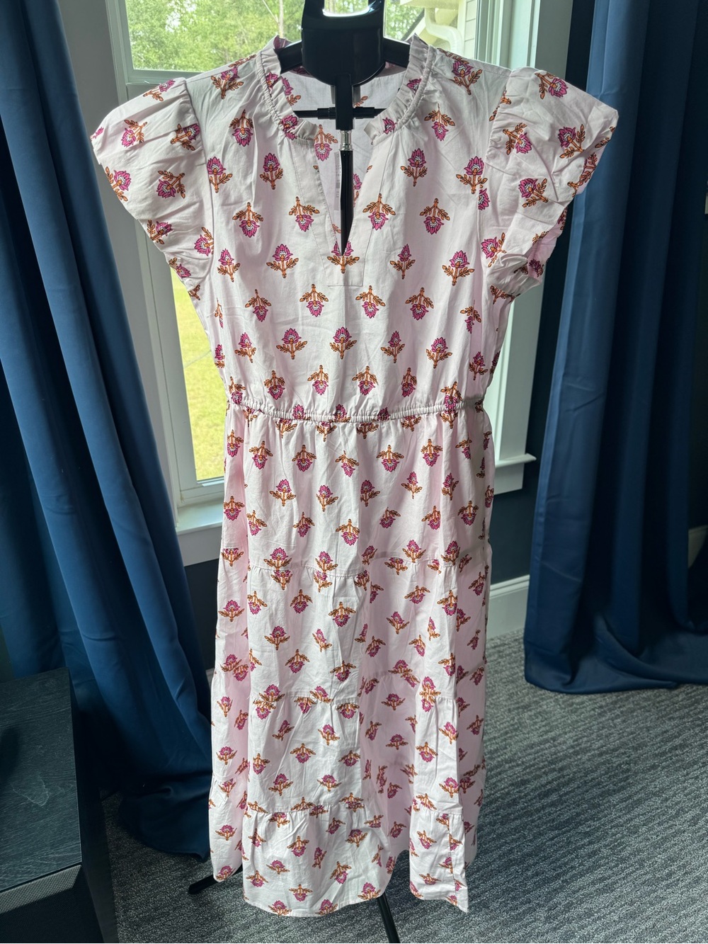 J.Crew Factory Willa Midi Dress in Pink Opal Block Print Size 10 NWT